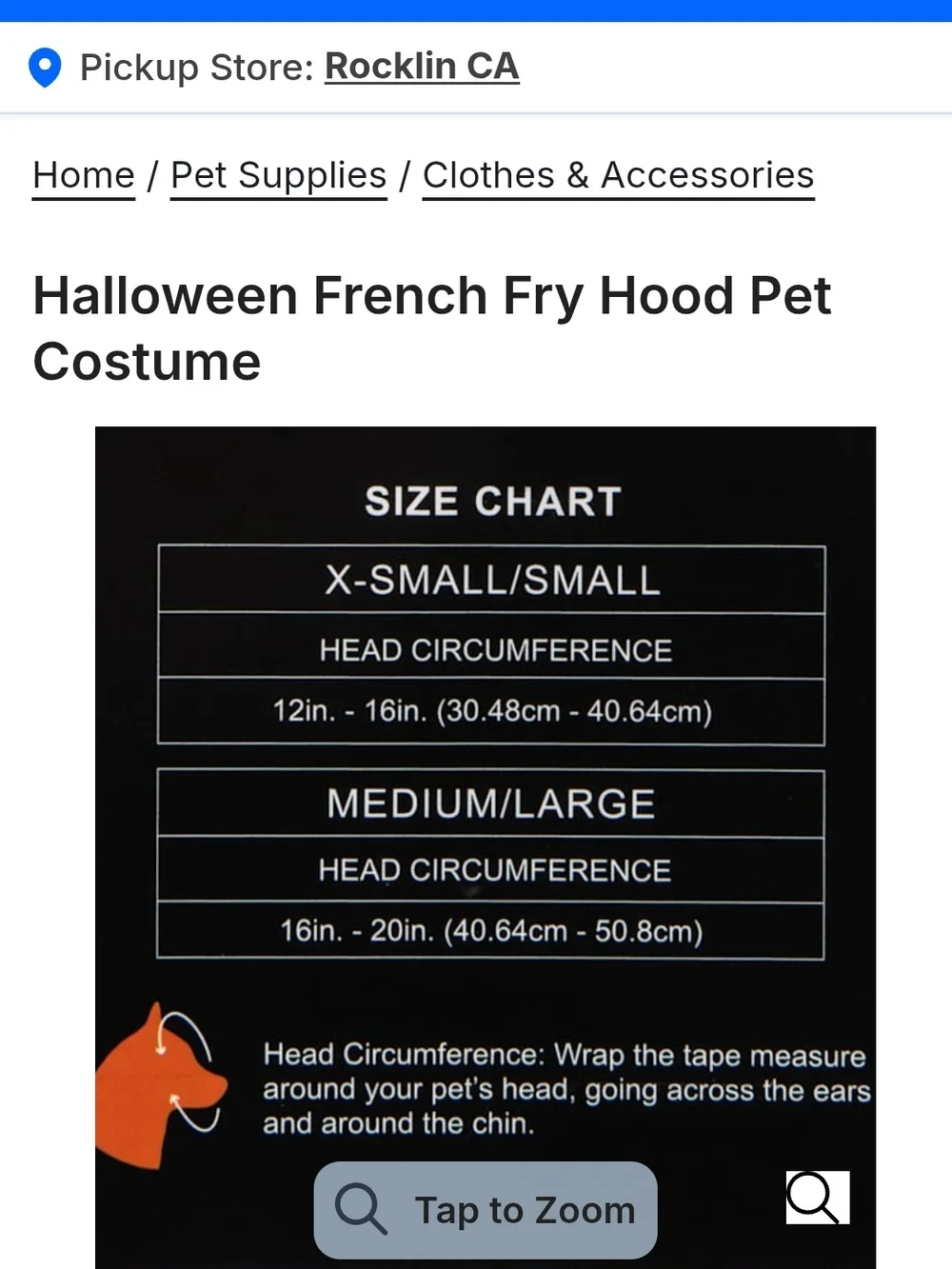 French Fry Hood Pet Costume - Red and Yellow-M/L